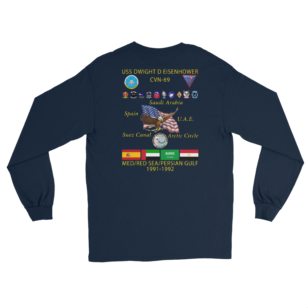 USS Dwight D. Eisenhower (CVN-69) 1991-92 Long Sleeve Cruise Shirt – back view, navy