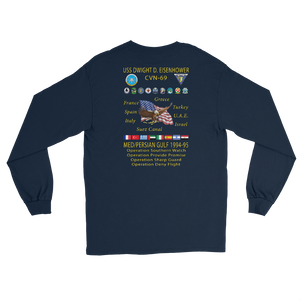 USS Dwight D. Eisenhower (CVN-69) 1994-95 Long Sleeve Cruise Shirt – back view, navy