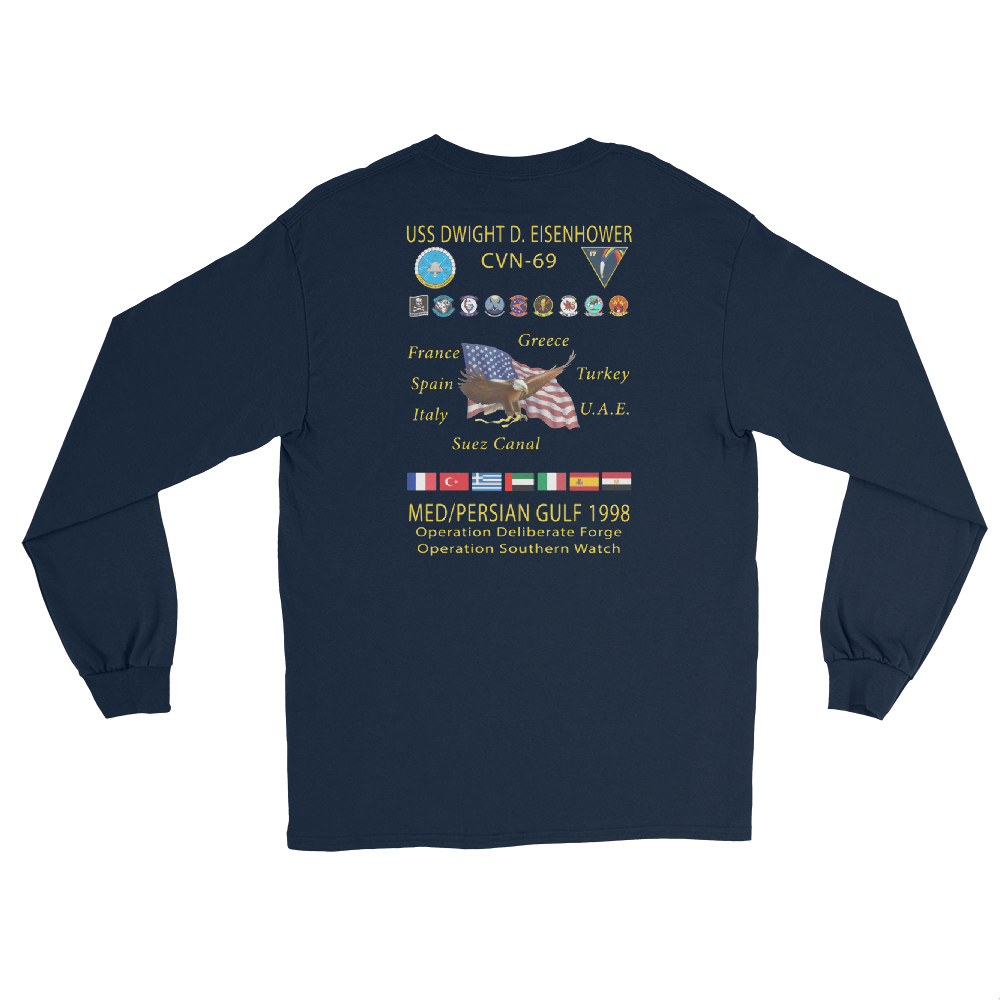 USS Dwight D. Eisenhower (CVN-69) 1998 Long Sleeve Cruise Shirt – back view, navy