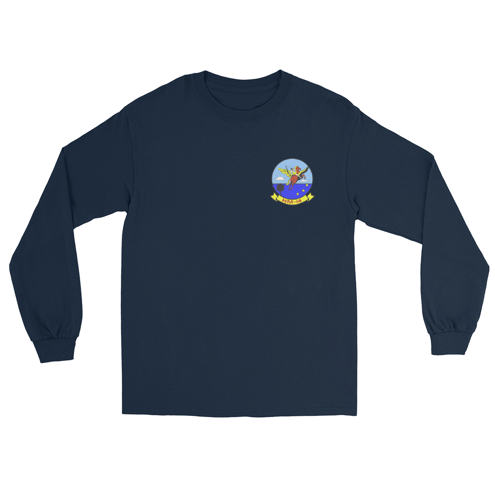 HM-14 The Vanguard Squadron Crest Long Sleeve T-Shirt – front view, navy