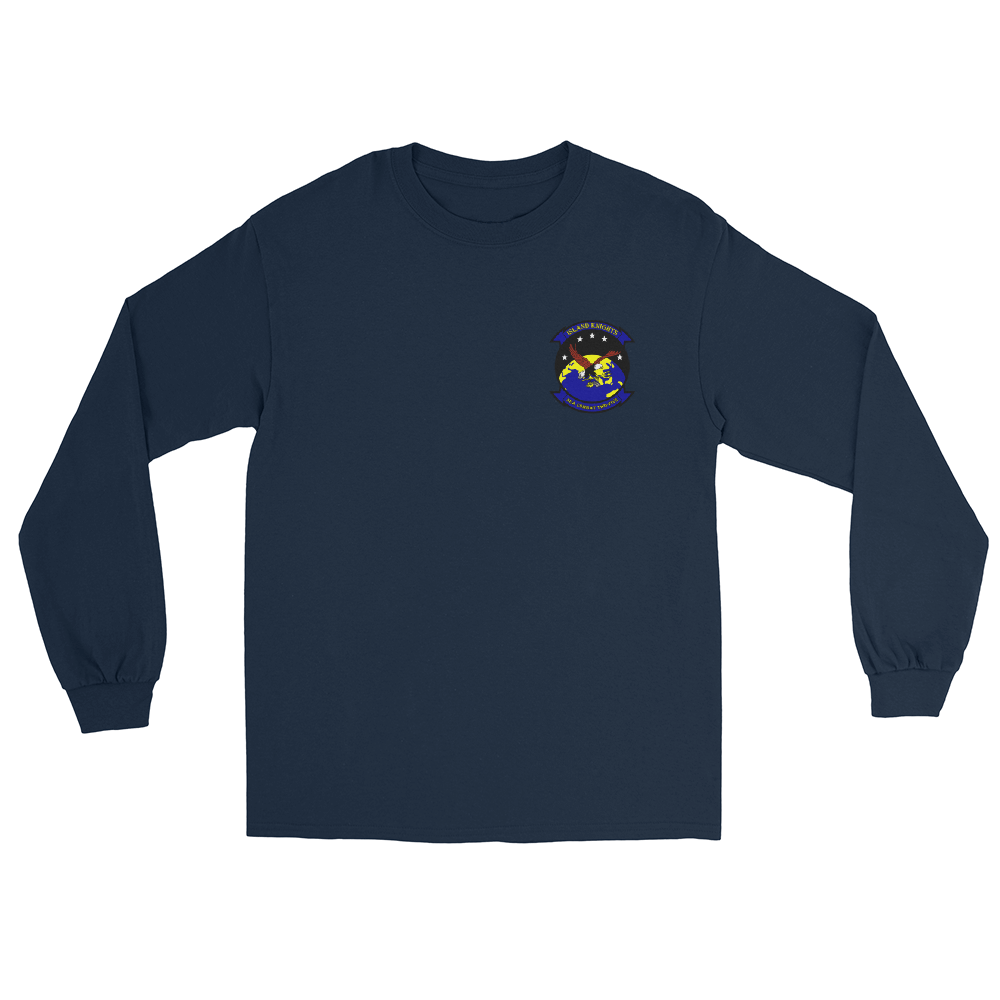 HSC-25 Island Knights Squadron Crest Long Sleeve T-Shirt – front view, navy