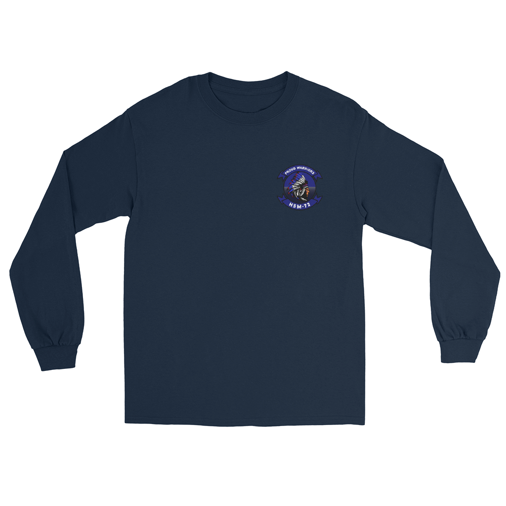 HSM-72 Proud Warriors Squadron Crest Long Sleeve T-Shirt – front view, navy