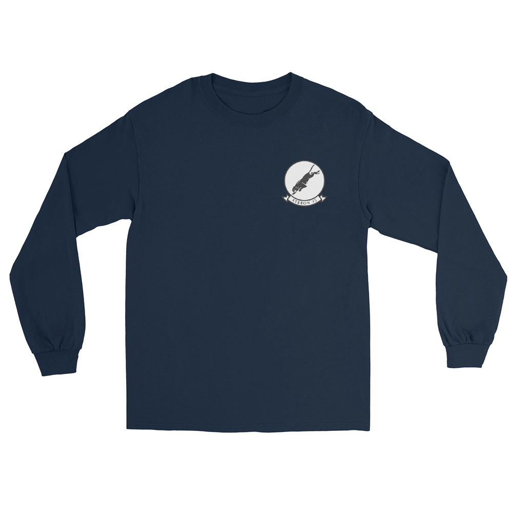 VA-35 Black Panthers Squadron Crest Long Sleeve T-Shirt – front view, navy
