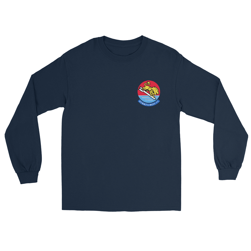 VFA-15 Valions Squadron Crest Long Sleeve T-Shirt – front view, navy