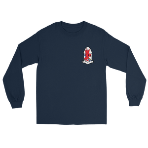 VFA-22 Fighting Redcocks Squadron Crest Long Sleeve T-Shirt – front view, navy