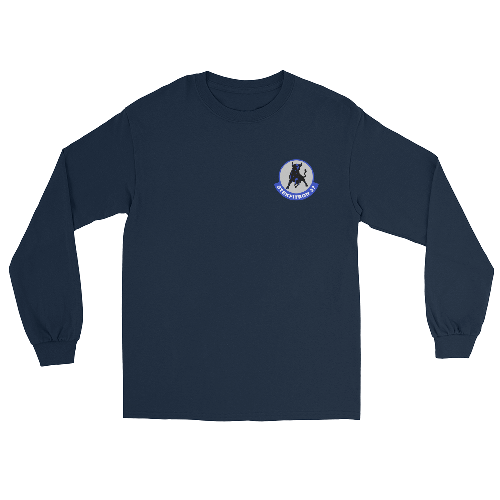 VFA-37 Ragin' Bulls Squadron Crest Long Sleeve T-Shirt – front view, navy