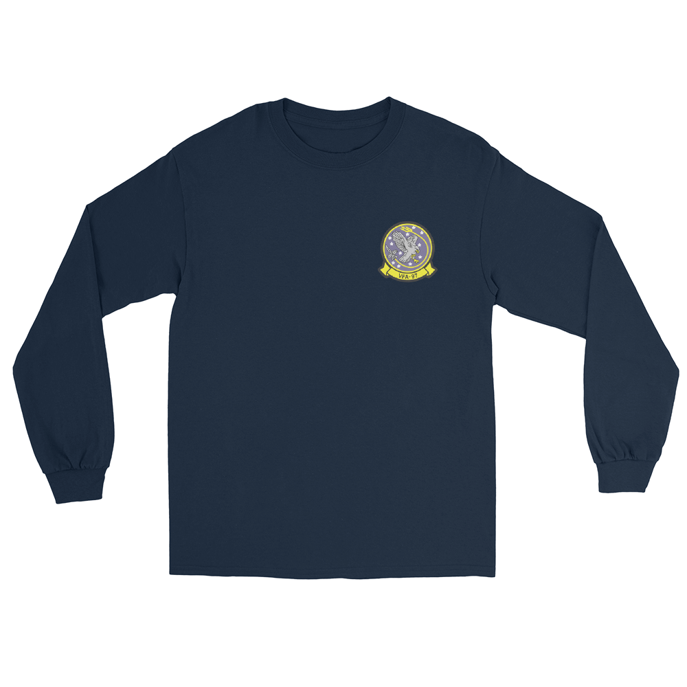 VFA-97 Warhawks Squadron Crest Long Sleeve T-Shirt – front view, navy