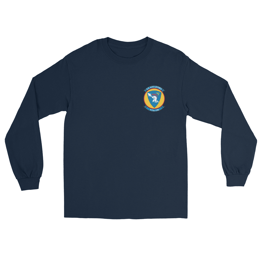 VFA-106 Gladiators Squadron Crest Long Sleeve T-Shirt – front view, navy