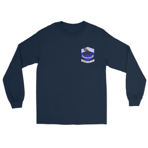 VFA-143 Pukin' Dogs Squadron Crest Long Sleeve T-Shirt – front view, navy