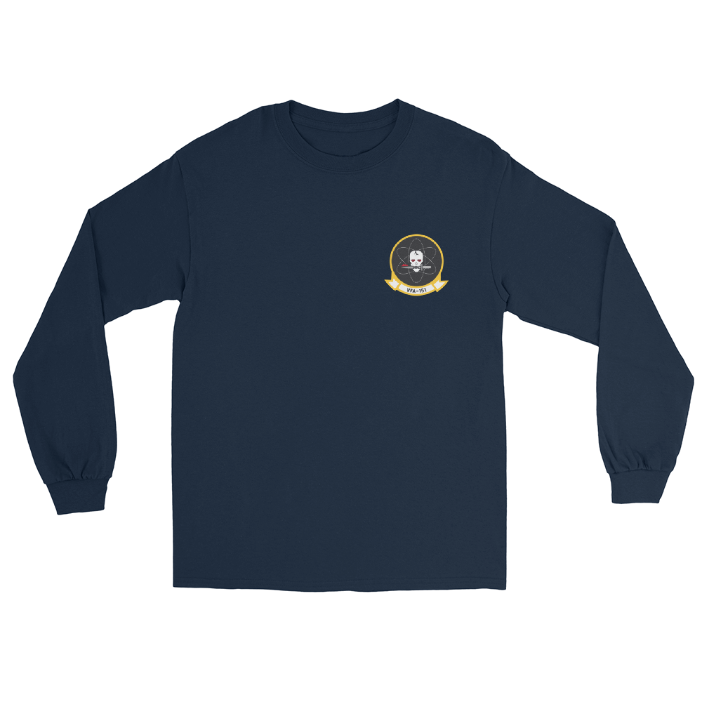 VFA-151 Vigilantes Squadron Crest Long Sleeve T-Shirt – front view, navy