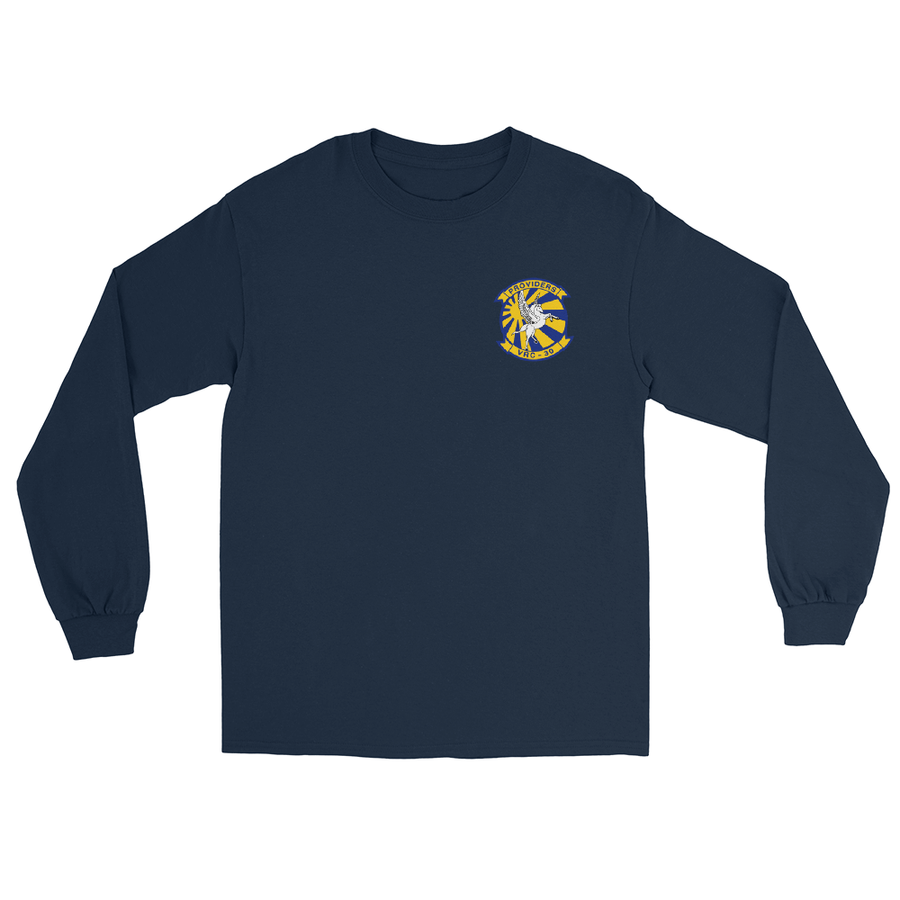 VRC-30 Providers Squadron Crest Long Sleeve T-Shirt – front view, navy