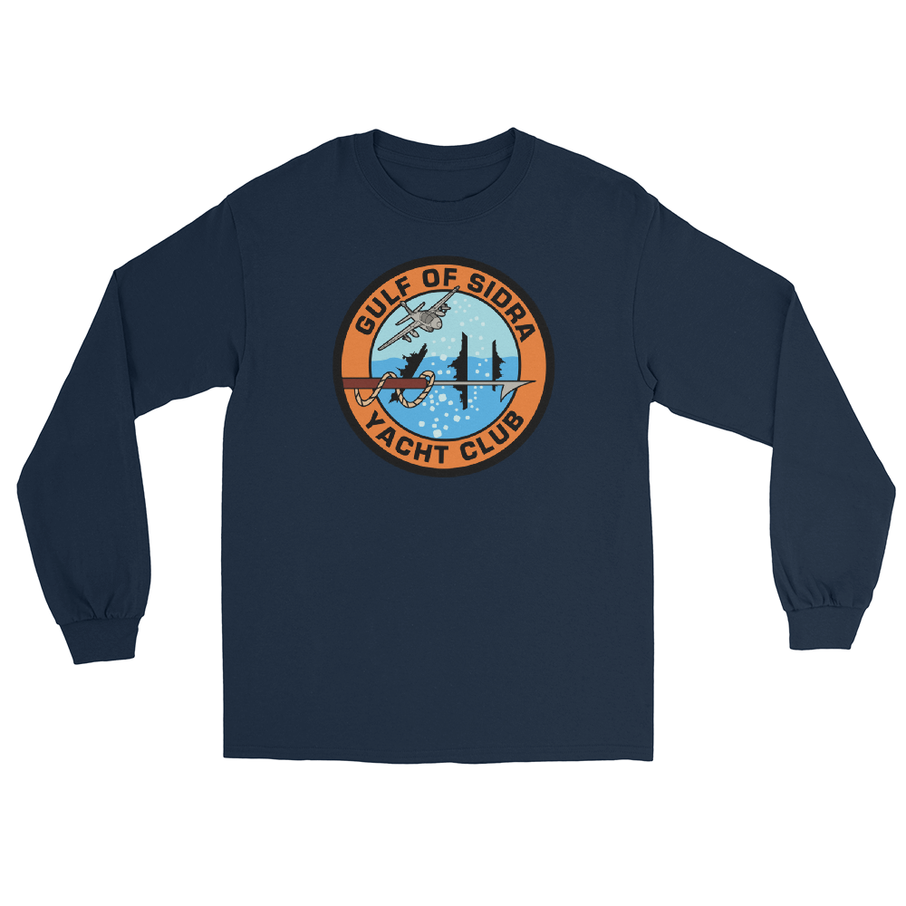 Gulf of Sidra Yacht Club Long Sleeve T-Shirt – front view, navy