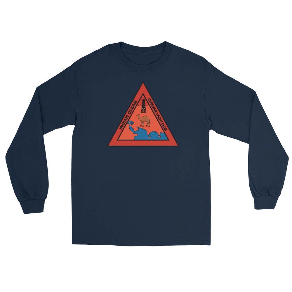 Indian Ocean Caravan Yacht Club Long Sleeve T-Shirt – front view, navy