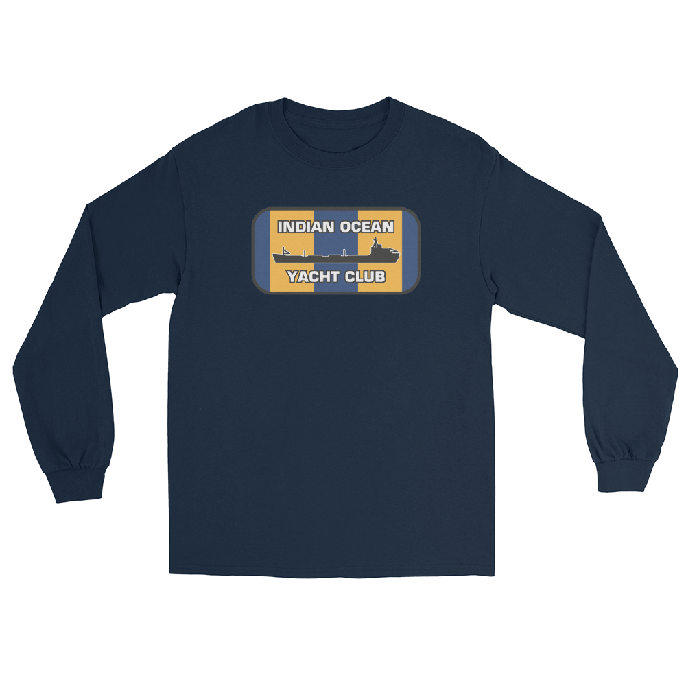 Indian Ocean Yacht Club Long Sleeve T-Shirt – front view, navy