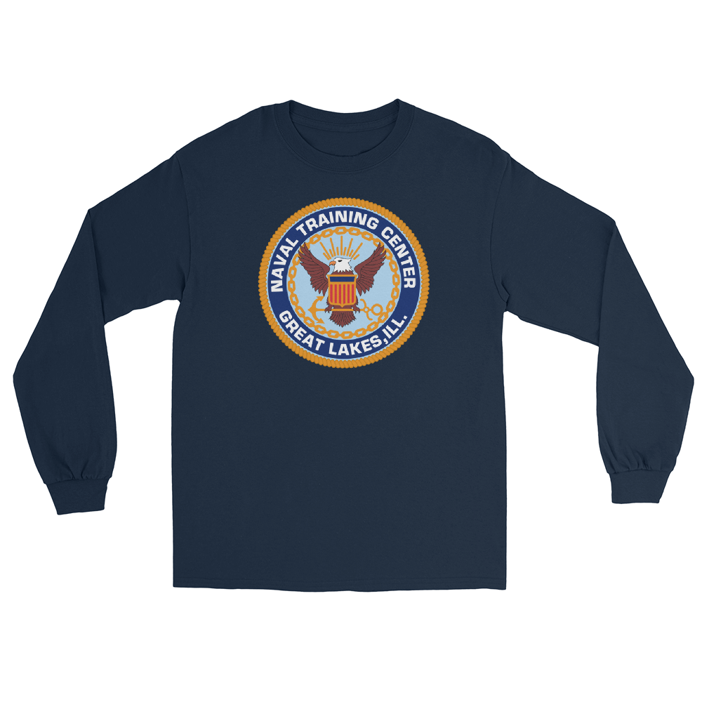 NTC Great Lakes Crest Long Sleeve T-Shirt – front view, navy