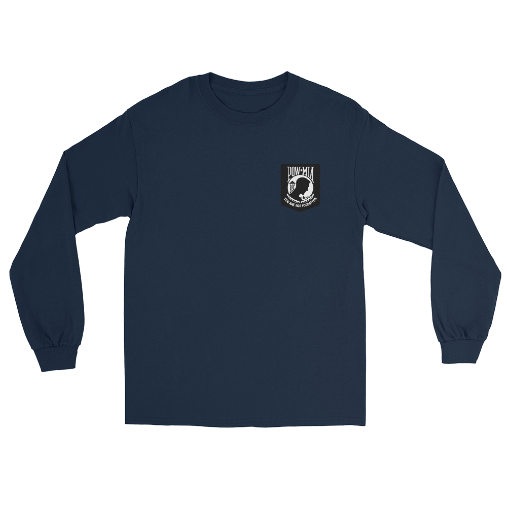 POW-MIA You are not forgotten Long Sleeve T-Shirt – front view, navy