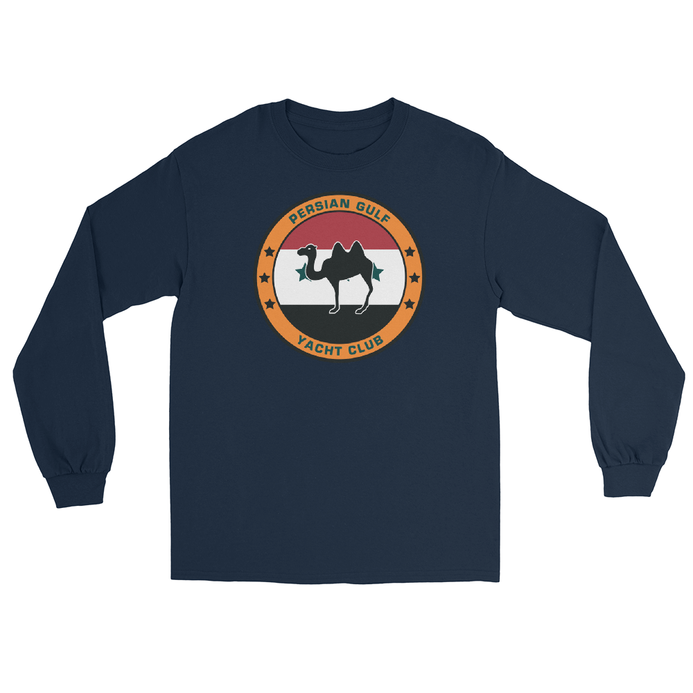 Persian Gulf Yacht Club (c) Long Sleeve Shirt – front view, navy
