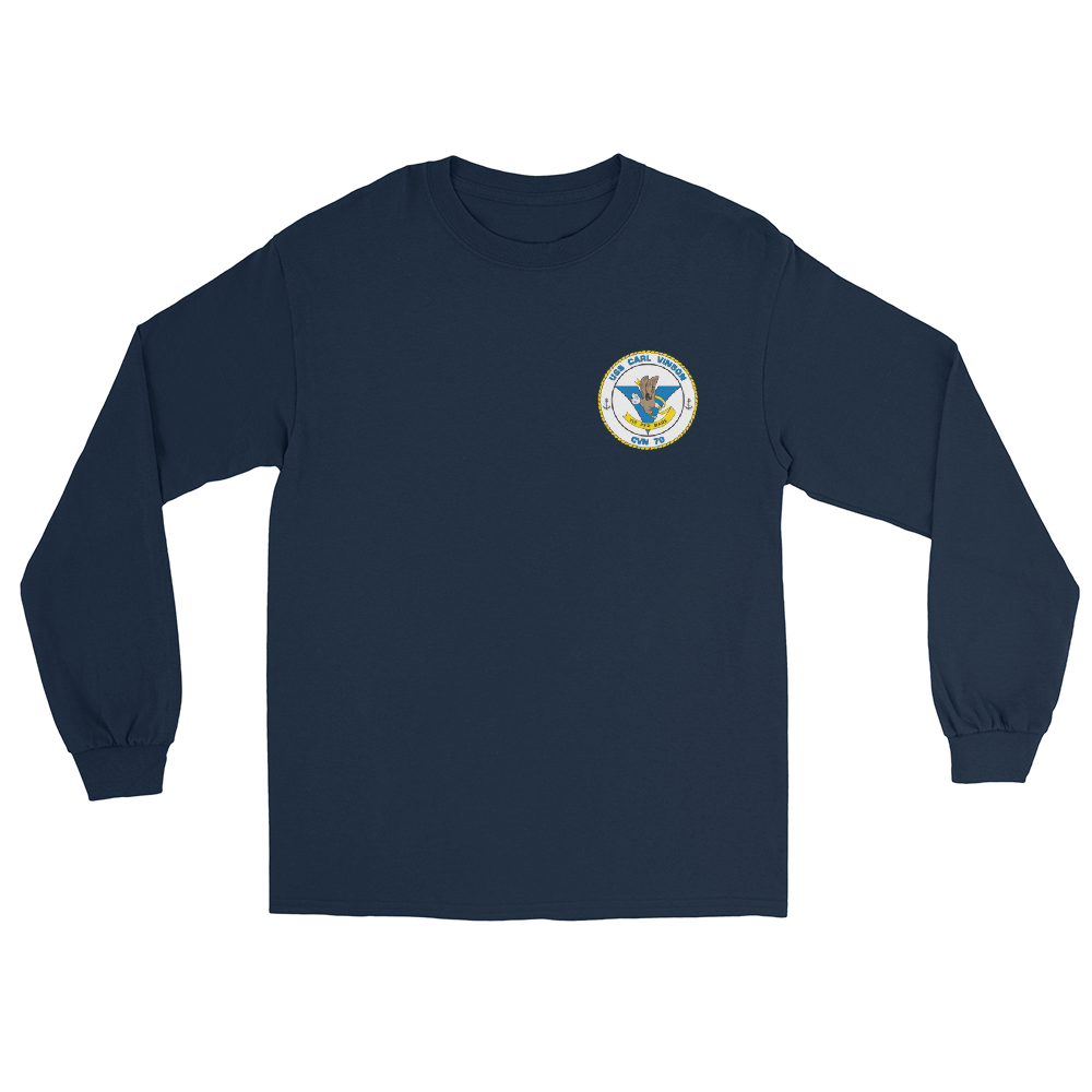 USS Carl Vinson (CVN-70) Ship's Crest Long Sleeve Shirt – front view, navy