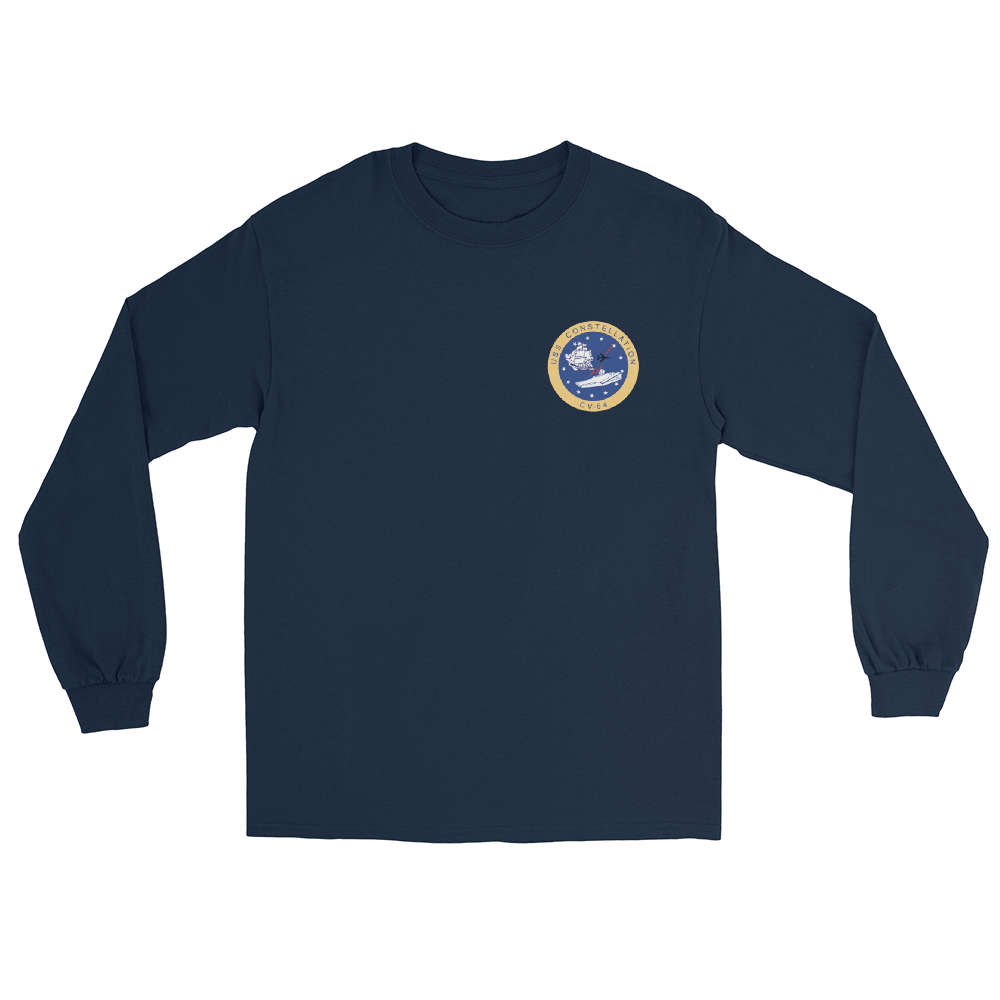 USS Constellation (CV-64) Ship's Crest Long Sleeve T-Shirt – front view, navy