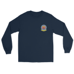 USS Independence (CVA/CV-62) Ship's Crest Long Sleeve Shirt – front view, navy