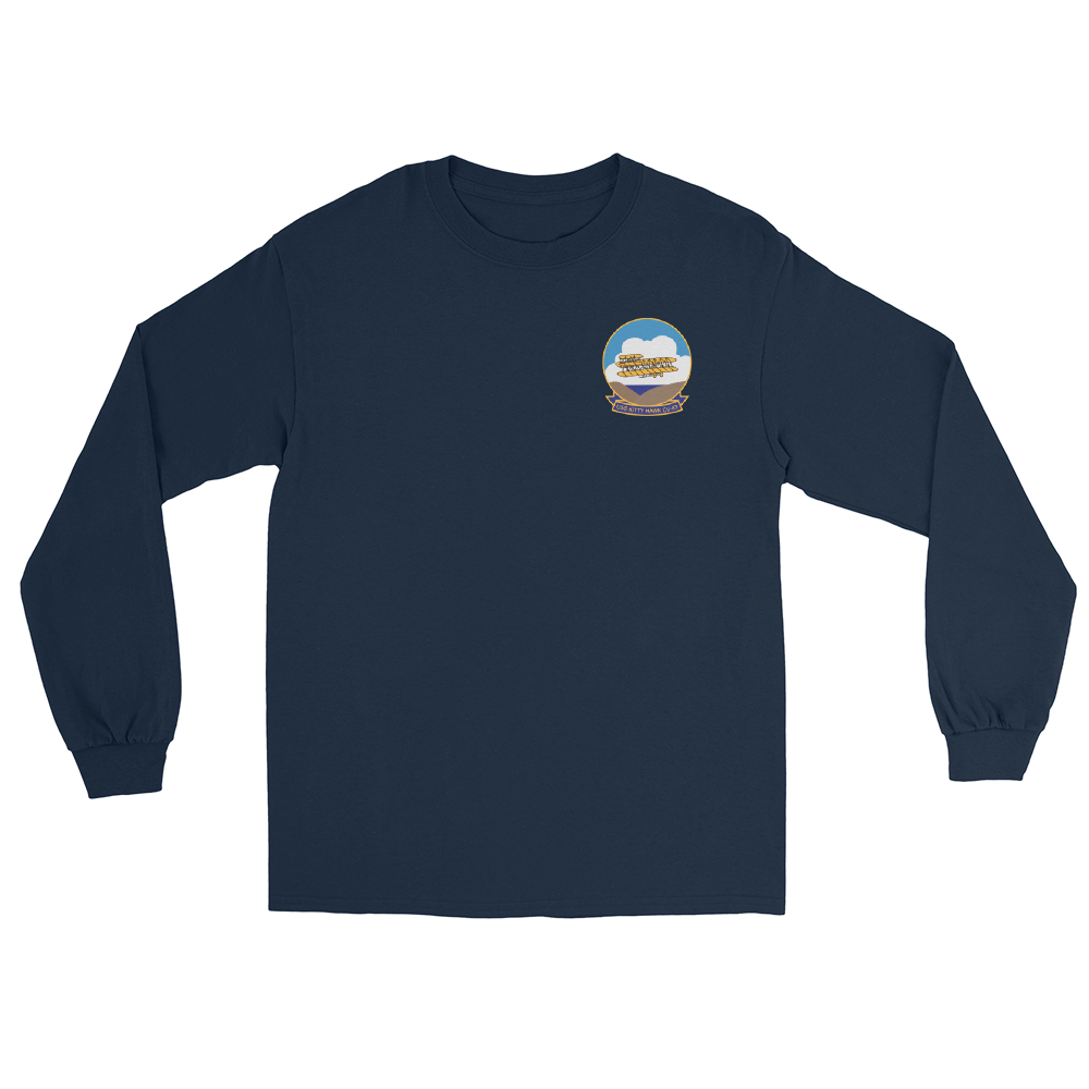 USS Kitty Hawk (CV-63) 1987 Long Sleeve Cruise Shirt – front view, navy