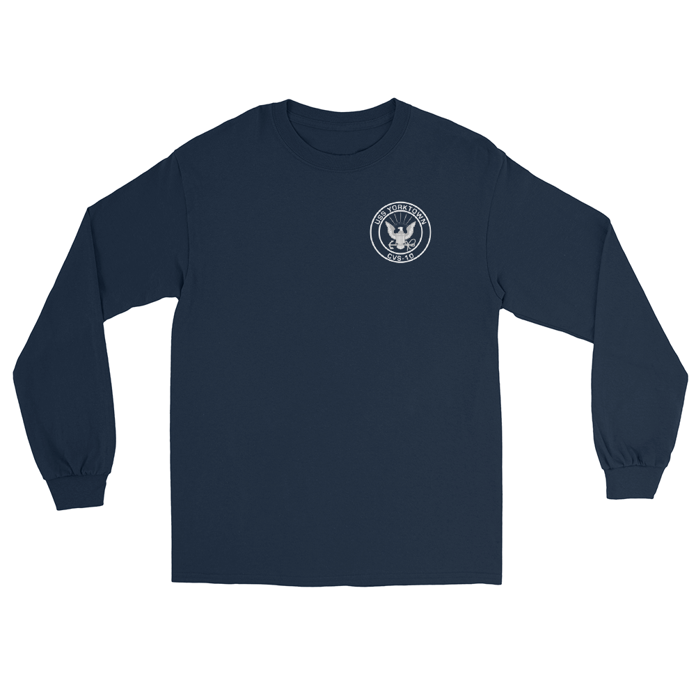 USS Yorktown (CVS-10) 1969 NORTH ATLANTIC Long Sleeve T-Shirt – front view, navy