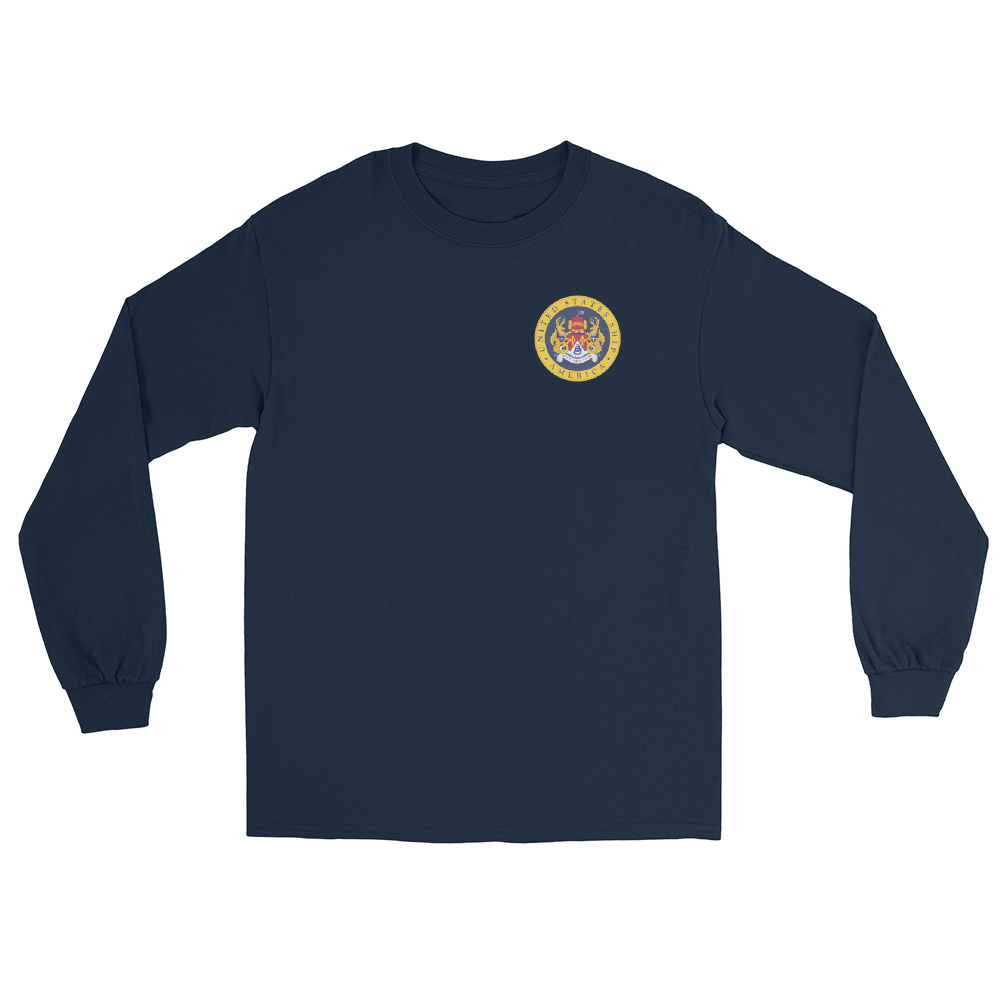USS America (CVA-66) 1967 Long sleeve Cruise Shirt – front view, navy