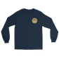 USS America (CV-66) 1976 Long Sleeve Cruise Shirt – front view, navy