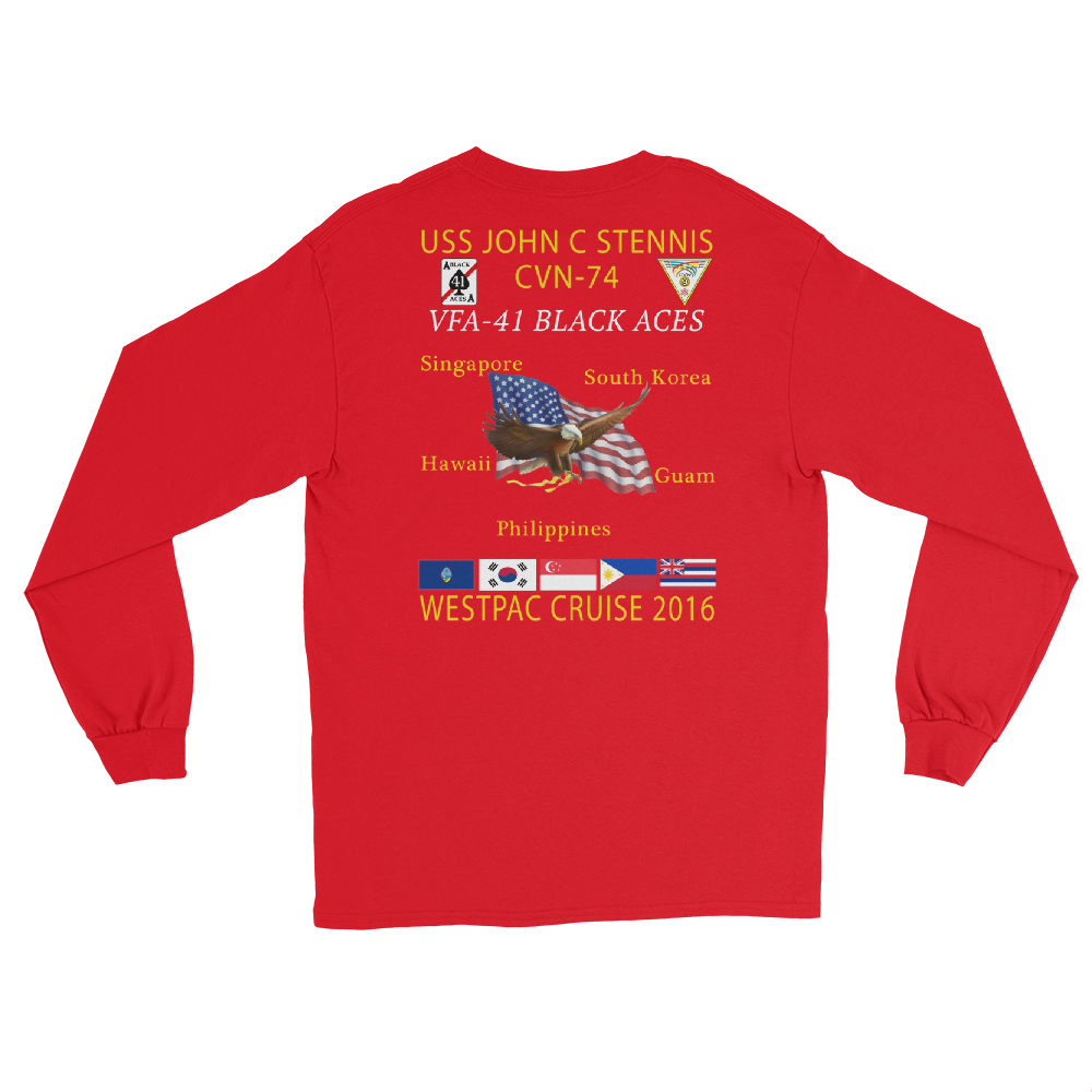 VFA-41 Black Aces 2016 Long Sleeve Cruise T-Shirt – back view, red