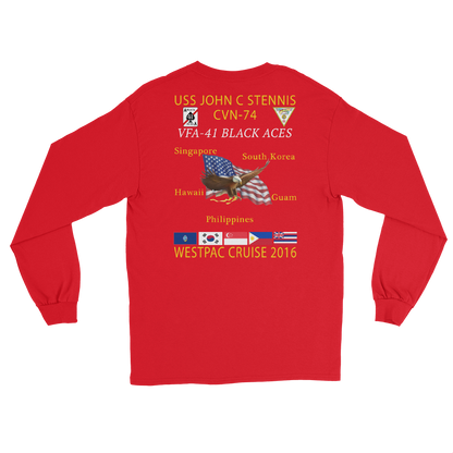 VFA-41 Black Aces 2016 Long Sleeve Cruise T-Shirt – back view, red