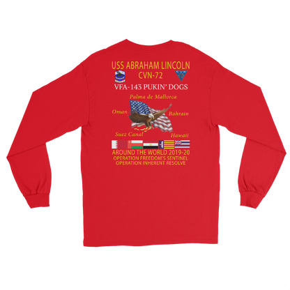 VFA-143 Pukin' Dogs 2019-20 Long Sleeve Cruise T-Shirt – back view, red