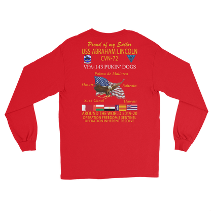 VFA-143 Pukin' Dogs 2019-20 Long Sleeve Cruise T-Shirt - Family – back view, red