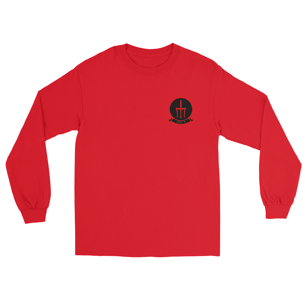 HSC-9 Tridents Squadron Crest Long Sleeve T-Shirt – front view, red