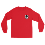 VAW-113 Black Eagles Squadron Crest Long Sleeve T-Shirt – front view, red