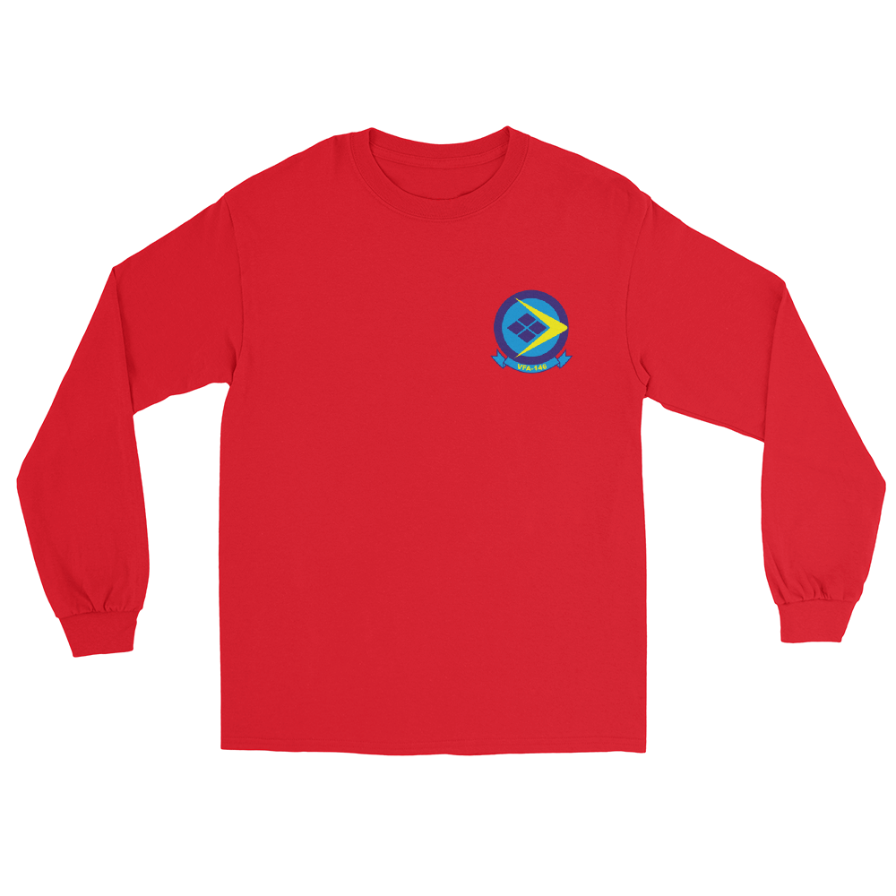 VFA-146 Blue Diamonds Squadron Crest Long Sleeve T-Shirt – front view, red
