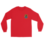 VRC-40 Rawhides Squadron Crest Long Sleeve T-Shirt – front view, red