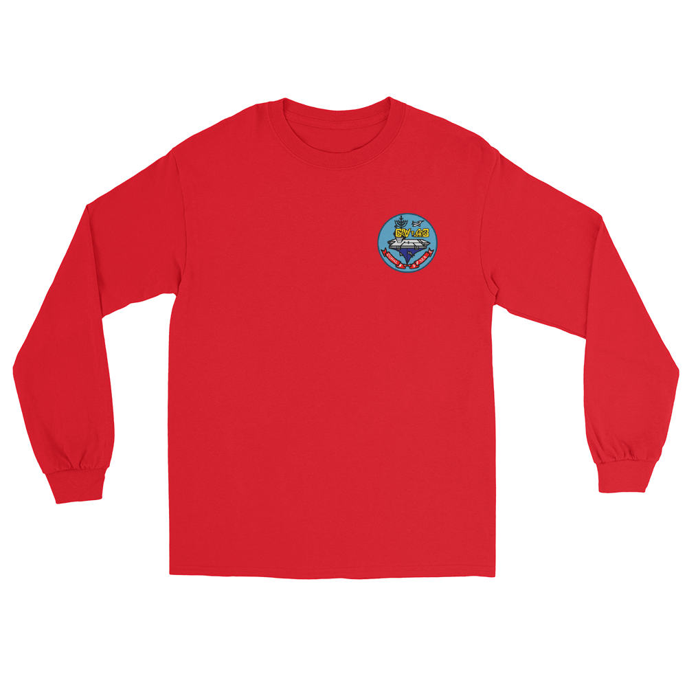 USS Coral Sea (CV-43) Ship's Crest Long Sleeve Shirt – front view, red