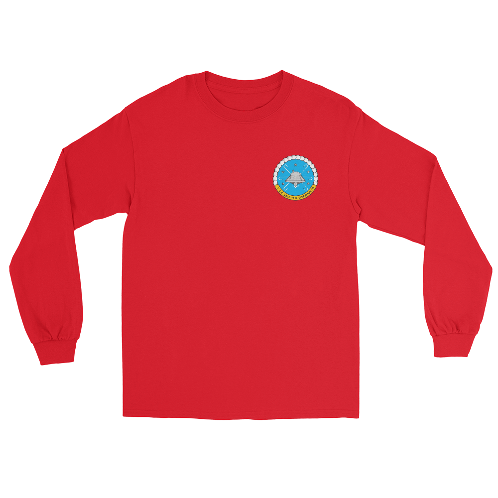 USS Dwight D. Eisenhower (CVN-69) Ship's Crest Long Sleeve T-Shirt – front view, red