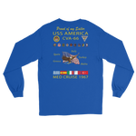 USS America (CVA-66) 1967 Long Sleeve Cruise Shirt - FAMILY – back view, royal