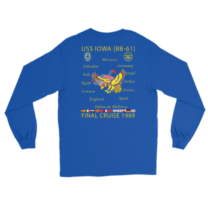 USS Iowa (BB-61) 1989 Long Sleeve Cruise Shirt – back view, royal