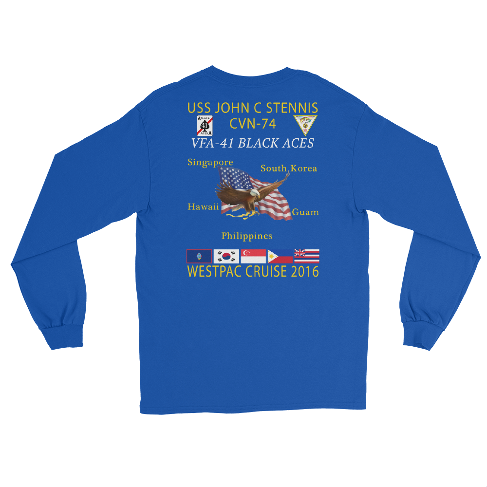 VFA-41 Black Aces 2016 Long Sleeve Cruise T-Shirt – back view, royal