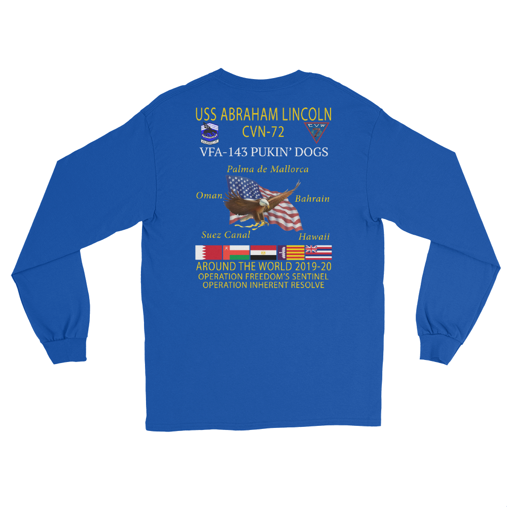 VFA-143 Pukin' Dogs 2019-20 Long Sleeve Cruise T-Shirt – back view, royal
