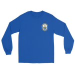 USS Reuben James (FFG-57) Ship's Crest Long Sleeve Shirt – front view, royal