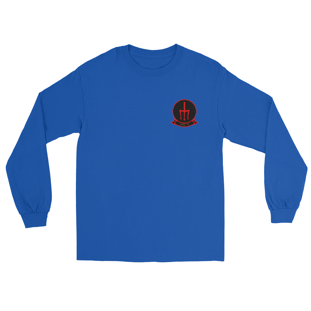 HSC-9 Tridents Squadron Crest Long Sleeve T-Shirt – front view, royal