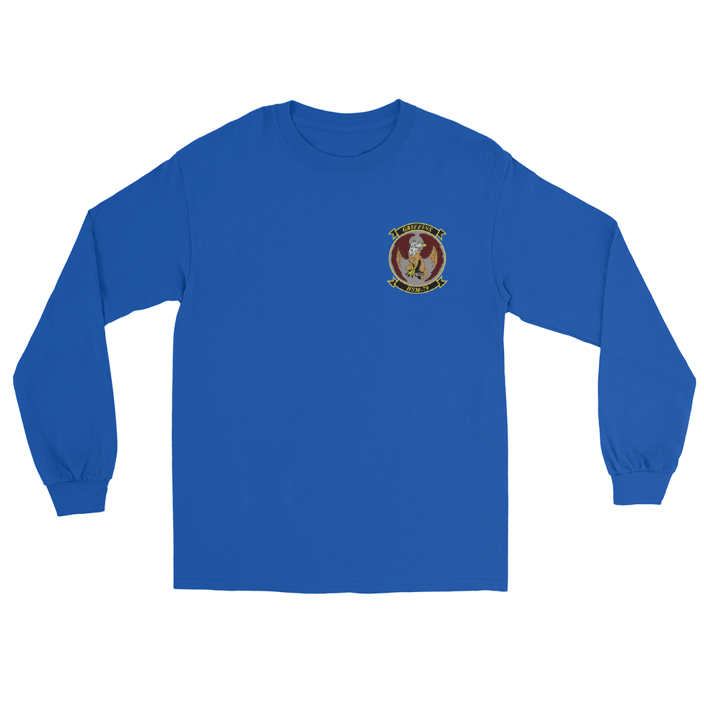 HSM-79 Griffins Squadron Crest Long Sleeve T-Shirt – front view, royal