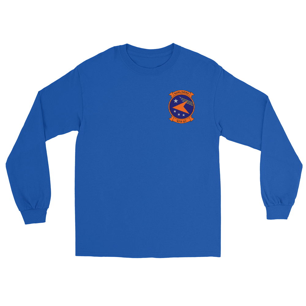 VFA-81 Sunliners Squadron Crest Long Sleeve T-Shirt – front view, royal