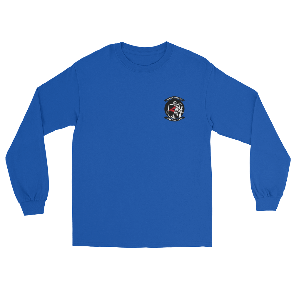 VF-154 Black Knights Squadron Crest Long Sleeve T-Shirt – front view, royal