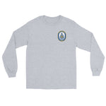 USS Wisconsin (BB-64) Ship's Crest Long Sleeve Shirt – front view, grey
