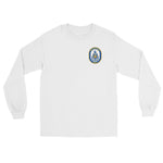USS Wisconsin (BB-64) Ship's Crest Long Sleeve Shirt – front view, white