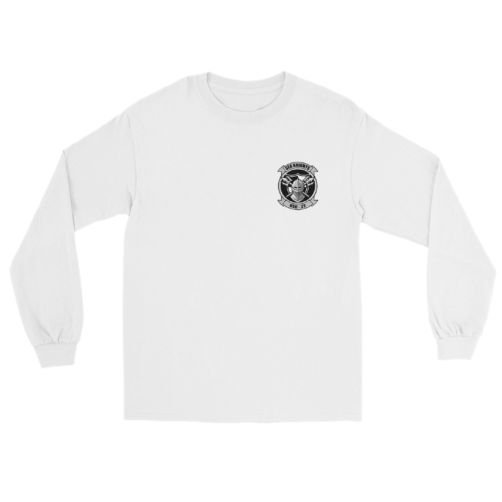 HSC-22 Sea Knights Squadron Crest Long Sleeve T-Shirt – front view, white